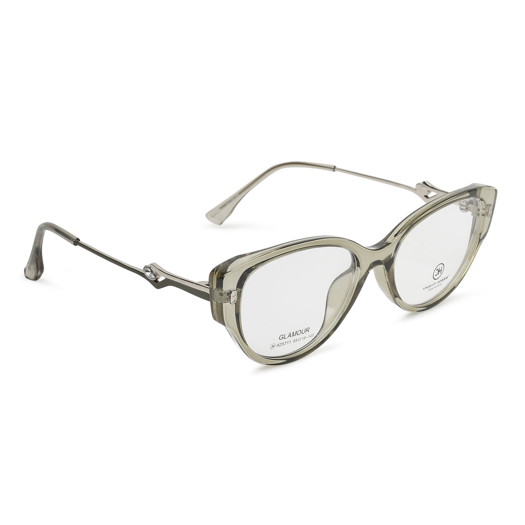 Knight Horse Oval Cat-Eye Optical Frame for Women – Smoke Grey