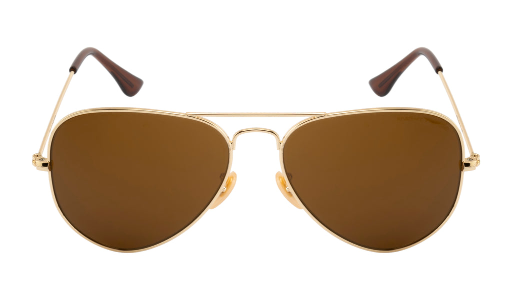 Luxe Aviator: Gold Frame with Polarized Brown B2 Lens & Blue Coating