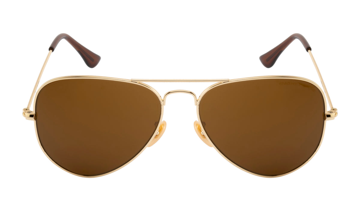 Luxe Aviator: Gold Frame with Polarized Brown B2 Lens & Blue Coating