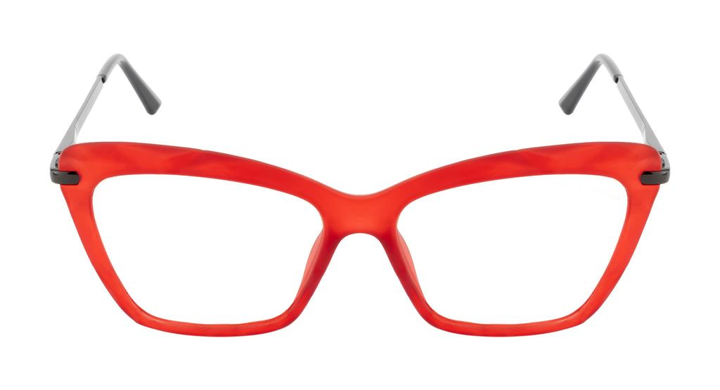 Women'S Cat-Eye Eyewear Frame In Red And Black Hues For A Stylish Statement