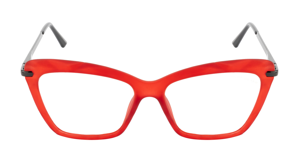 Women'S Cat-Eye Eyewear Frame In Red And Black Hues For A Stylish Statement