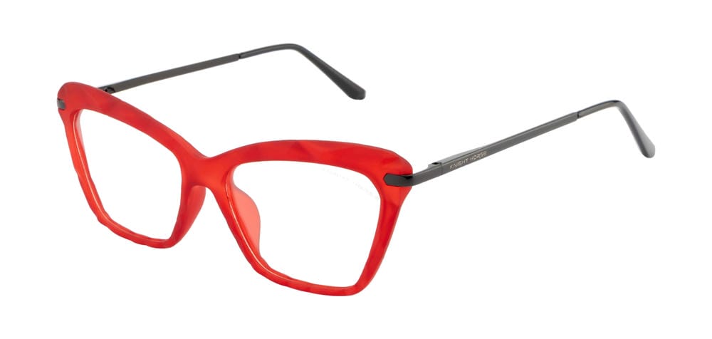 Women'S Cat-Eye Eyewear Frame In Red And Black Hues For A Stylish Statement