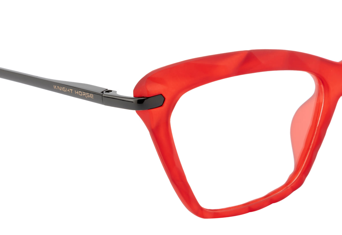 Women'S Cat-Eye Eyewear Frame In Red And Black Hues For A Stylish Statement