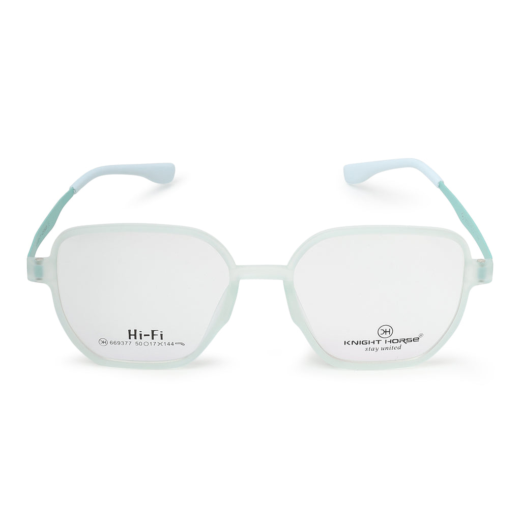 Knight Horse  Transparent Mint Green Soft Square Full Rim Eyeglasses for Men & Women