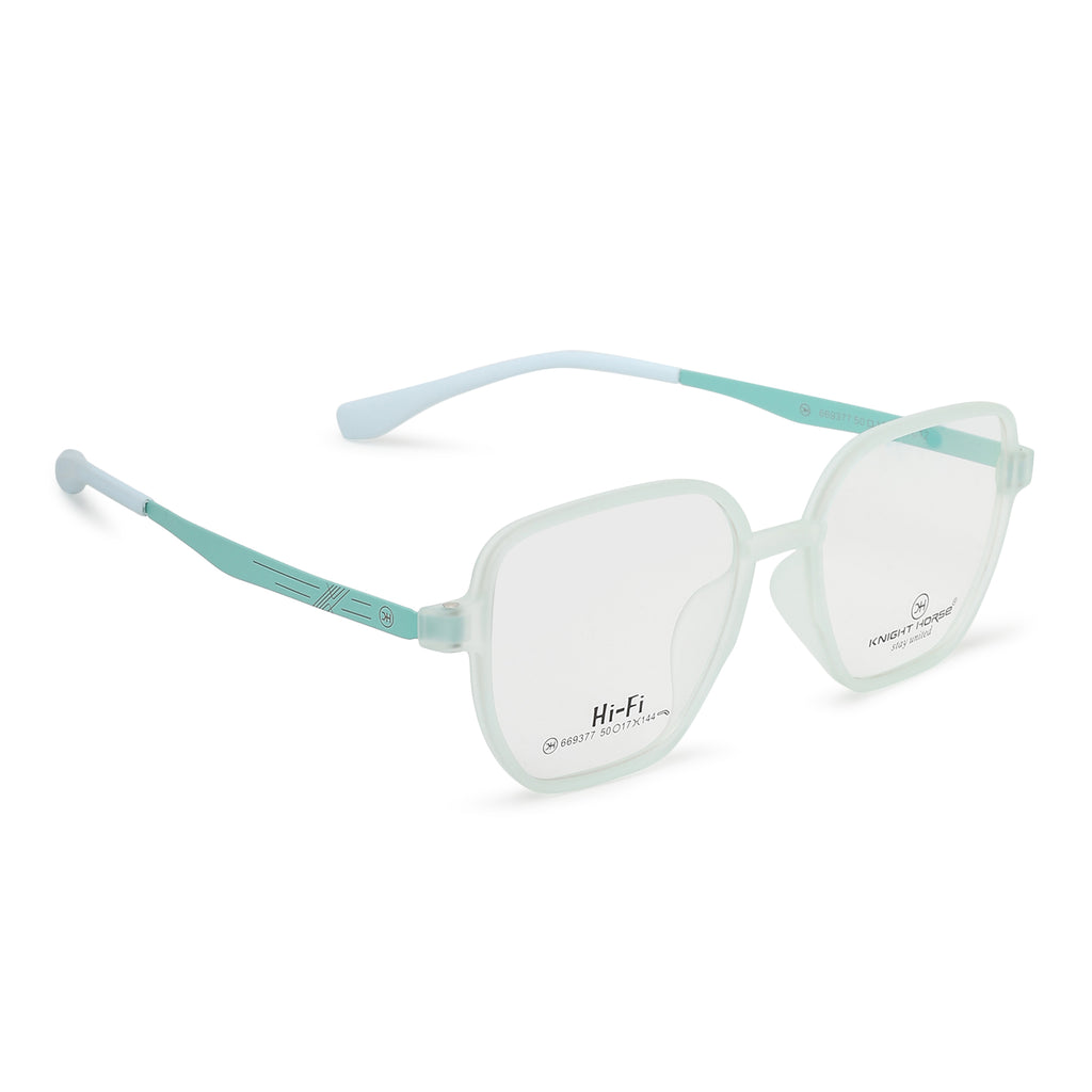 Knight Horse  Transparent Mint Green Soft Square Full Rim Eyeglasses for Men & Women