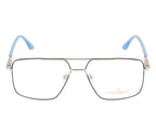 Metal Eyewear- Square Aviator| Silver & Blue| Spring Hinges