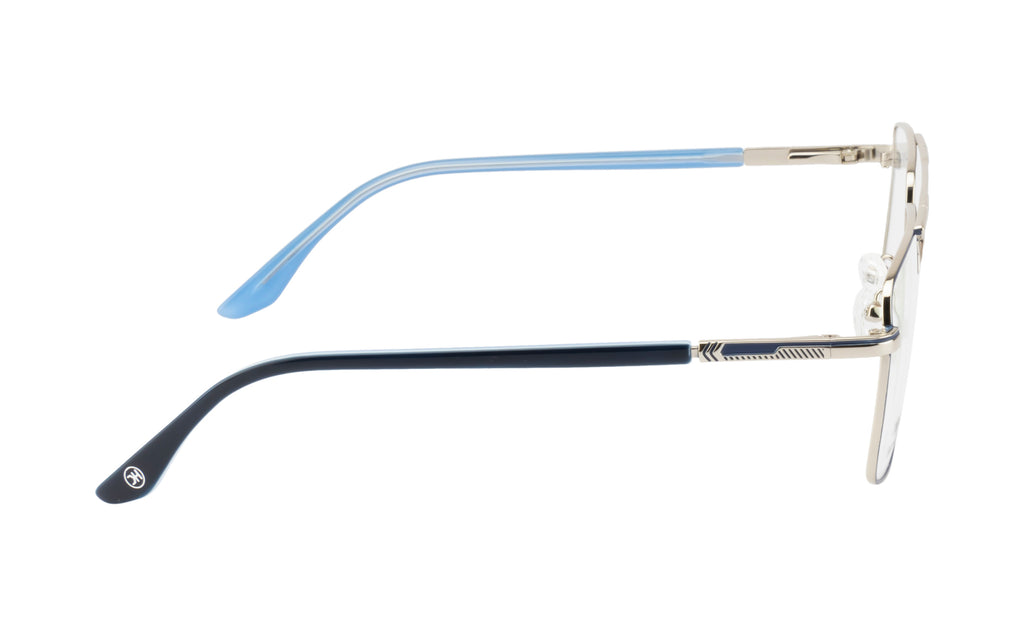 Metal Eyewear- Square Aviator| Silver & Blue| Spring Hinges