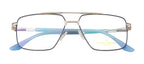 Metal Eyewear- Square Aviator| Silver & Blue| Spring Hinges