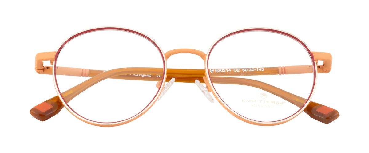 RadiantRounds: Premium Metal Eyewear Frame - Vibrant Orange with Spring