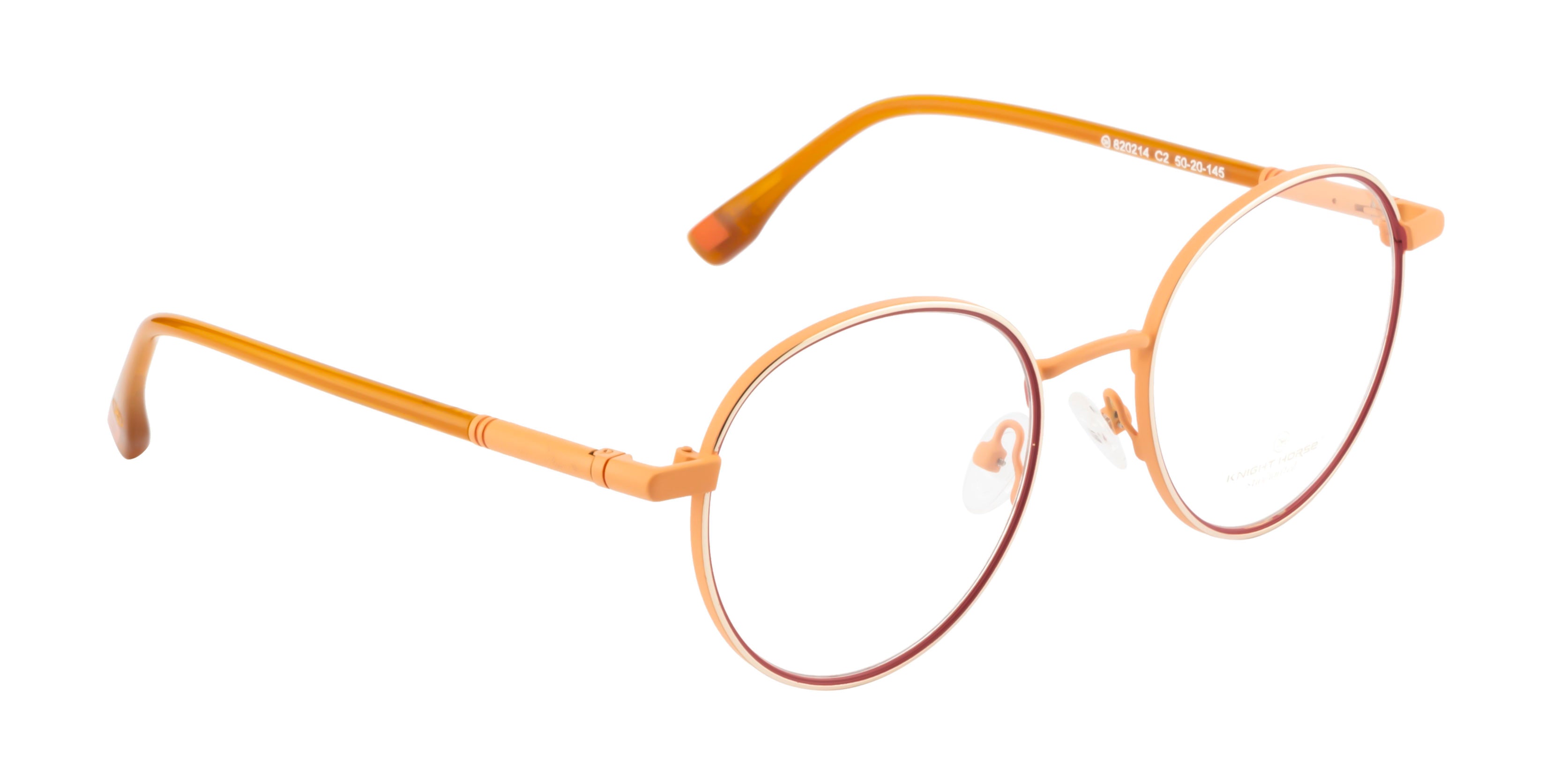 RadiantRounds: Premium Metal Eyewear Frame - Vibrant Orange with Spring