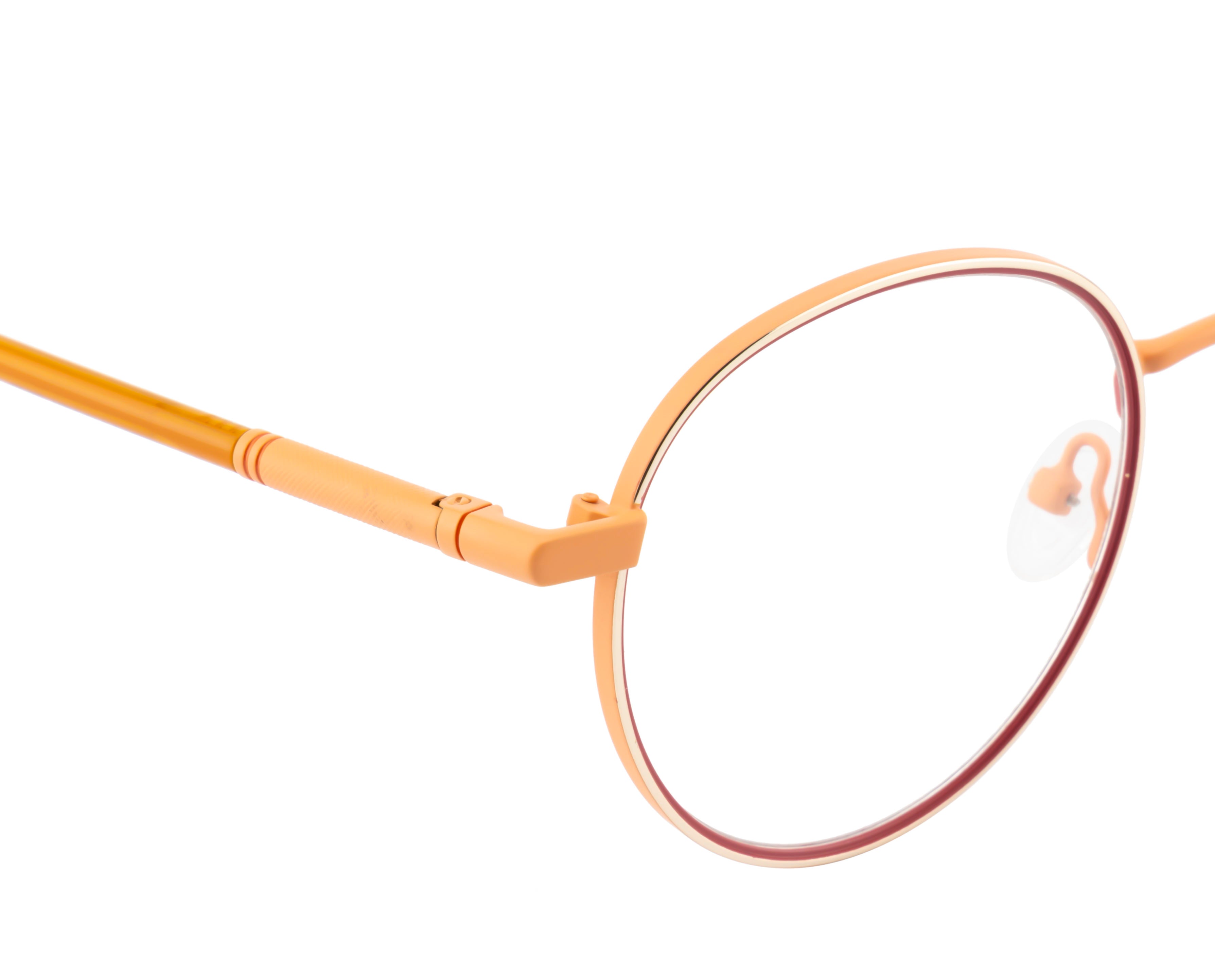 RadiantRounds: Premium Metal Eyewear Frame - Vibrant Orange with Spring