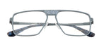 Deluxe Grey Metal Eyewear Frame: Square Shape with Fancy Bar Design & Spring Hinges