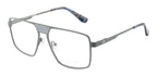Deluxe Grey Metal Eyewear Frame: Square Shape with Fancy Bar Design & Spring Hinges