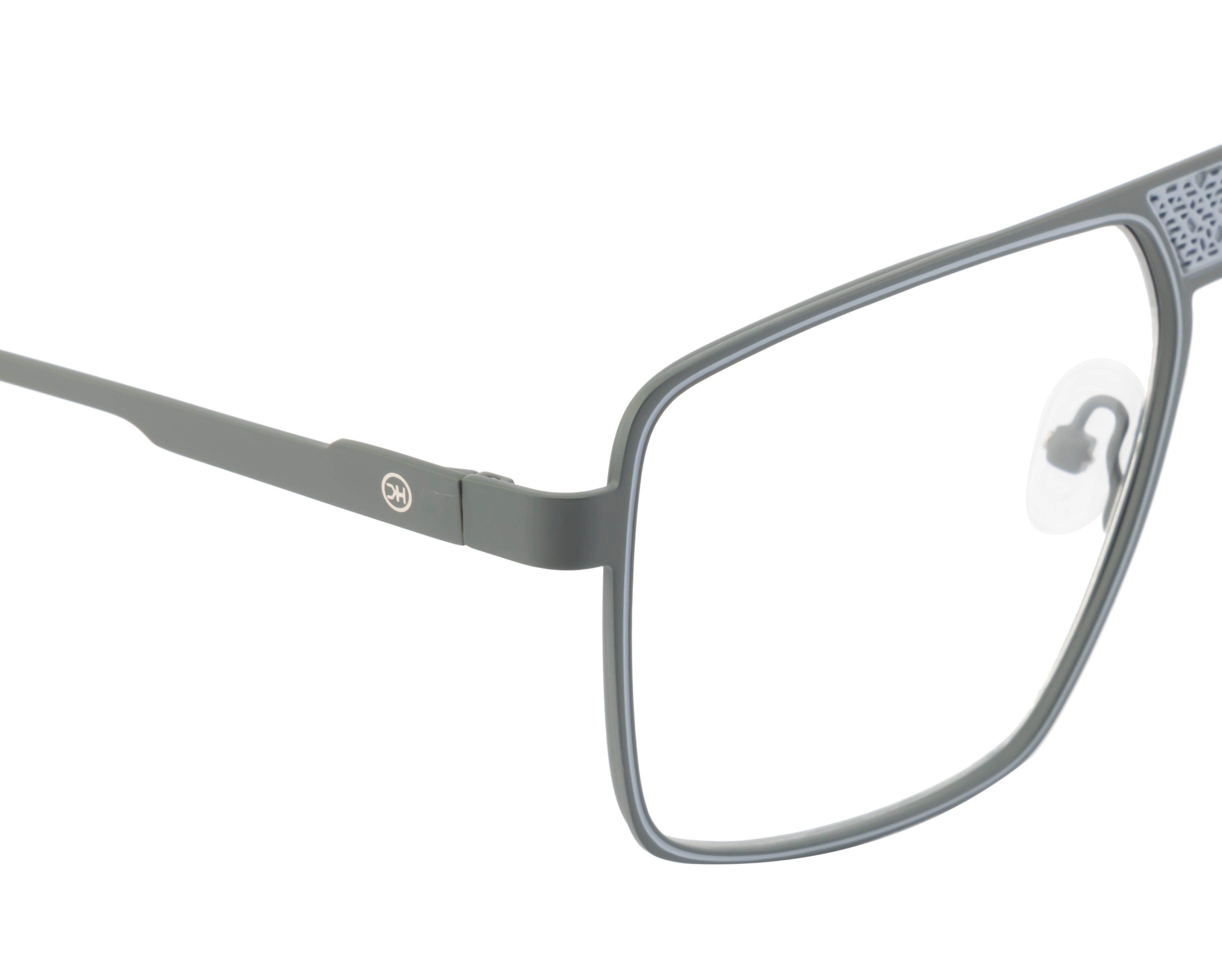 Deluxe Grey Metal Eyewear Frame: Square Shape with Fancy Bar Design & Spring Hinges