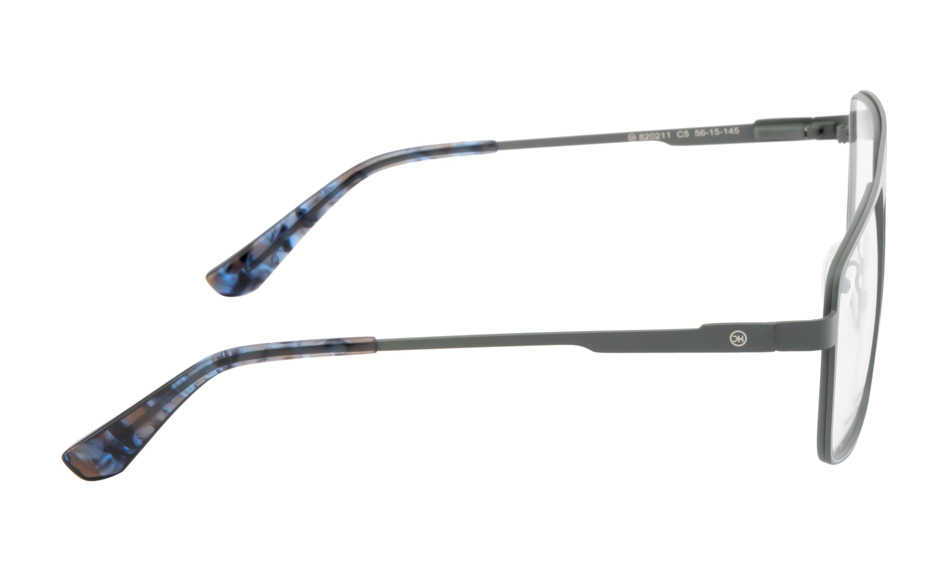 Deluxe Grey Metal Eyewear Frame: Square Shape with Fancy Bar Design & Spring Hinges