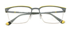 Square Charm - Premium Metal Eyewear Frame in Grey and Yellow with Spring