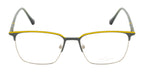 Square Charm - Premium Metal Eyewear Frame in Grey and Yellow with Spring