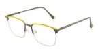Square Charm - Premium Metal Eyewear Frame in Grey and Yellow with Spring