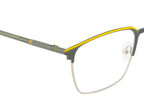 Square Charm - Premium Metal Eyewear Frame in Grey and Yellow with Spring