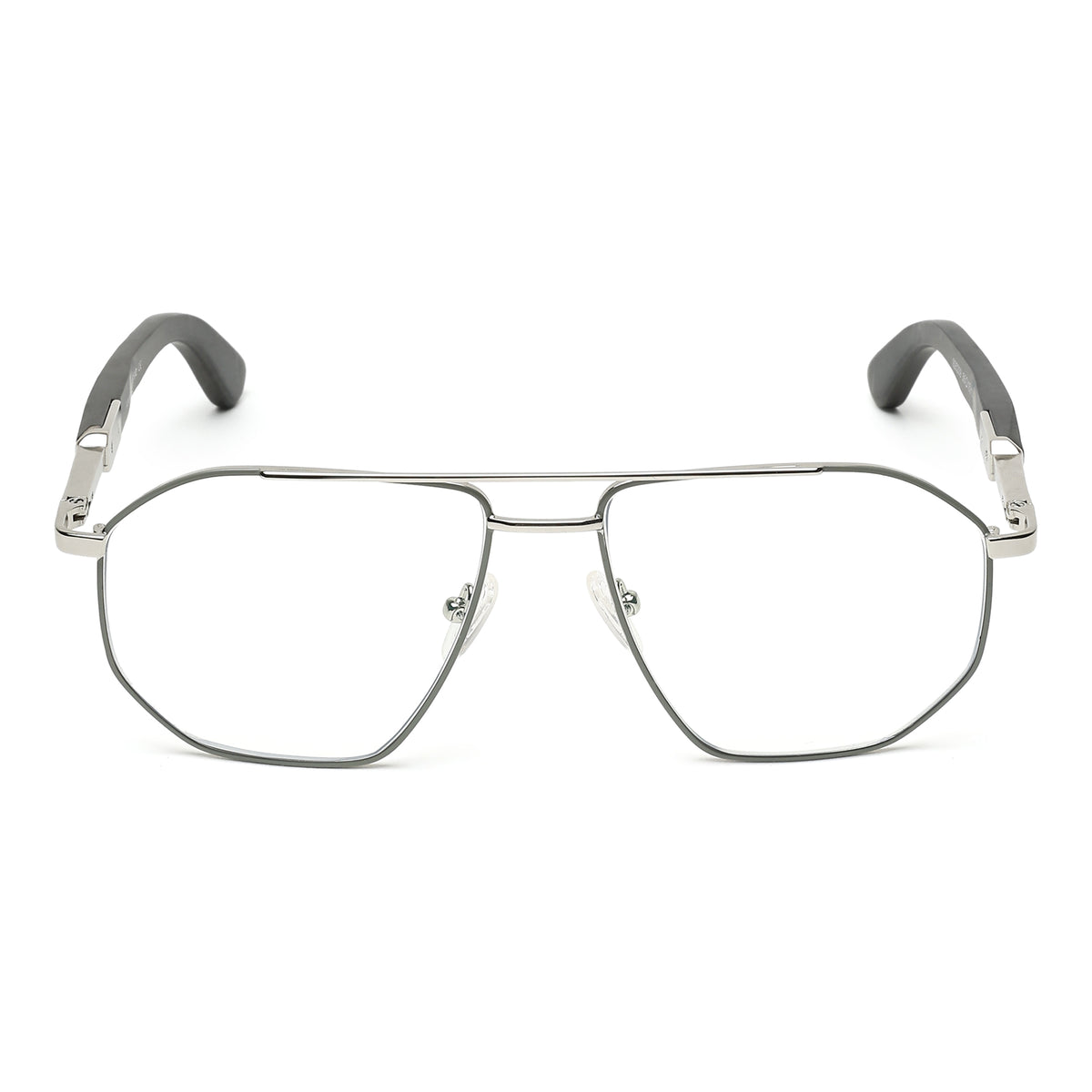 Knight Horse Men’s Full Rim Metal Eyeglass Frame with Wooden Finish Temples