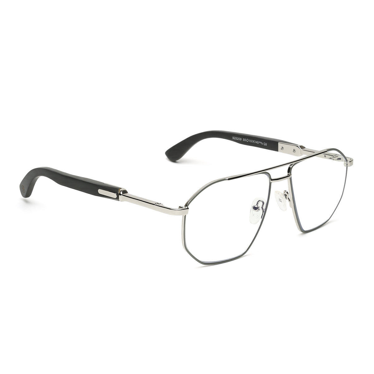 Knight Horse Men’s Full Rim Metal Eyeglass Frame with Wooden Finish Temples