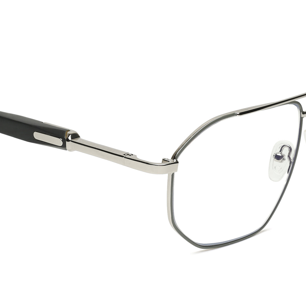 Knight Horse Men’s Full Rim Metal Eyeglass Frame with Wooden Finish Temples