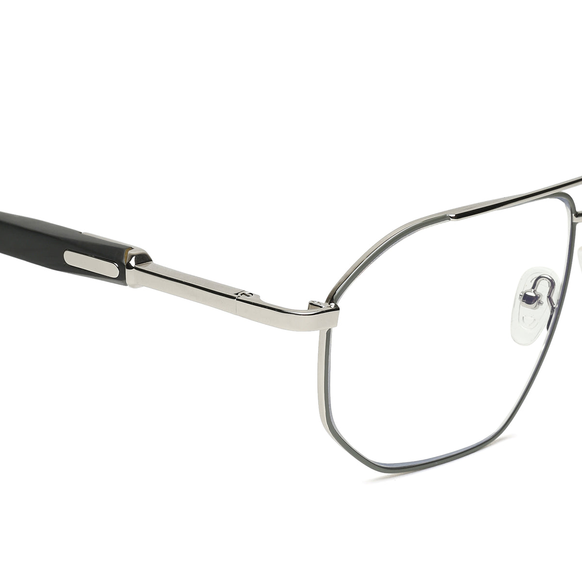 Knight Horse Men’s Full Rim Metal Eyeglass Frame with Wooden Finish Temples