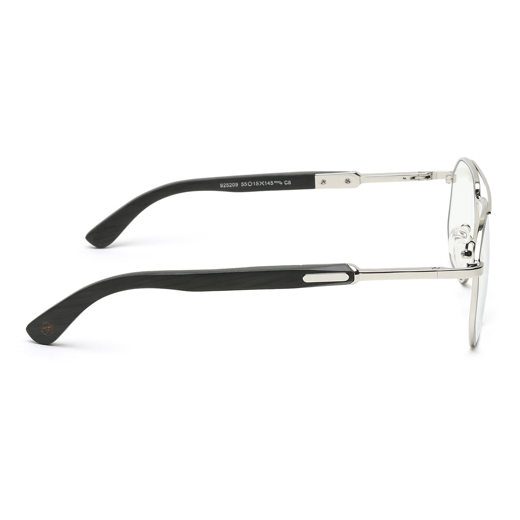 Knight Horse Men’s Full Rim Metal Eyeglass Frame with Wooden Finish Temples