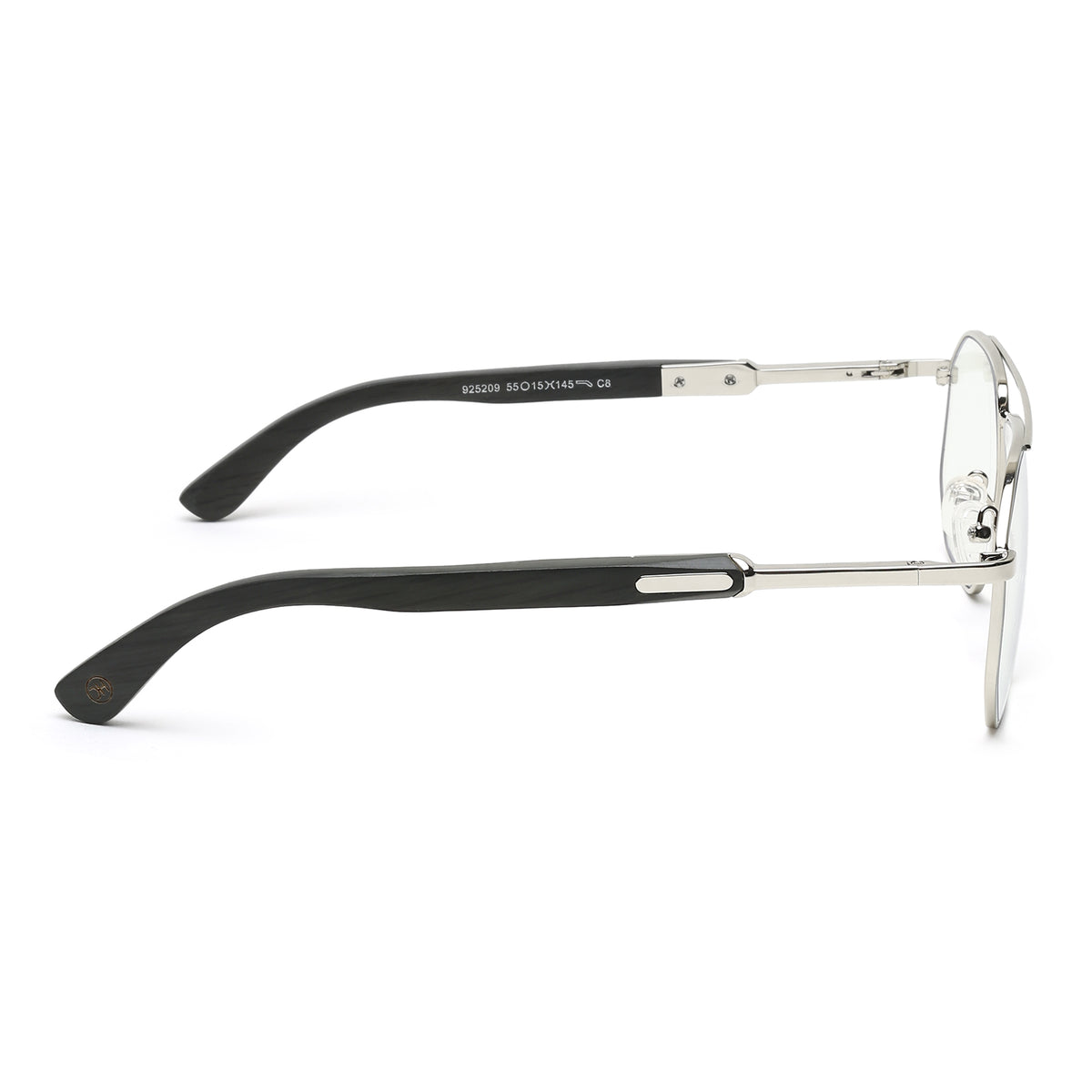 Knight Horse Men’s Full Rim Metal Eyeglass Frame with Wooden Finish Temples