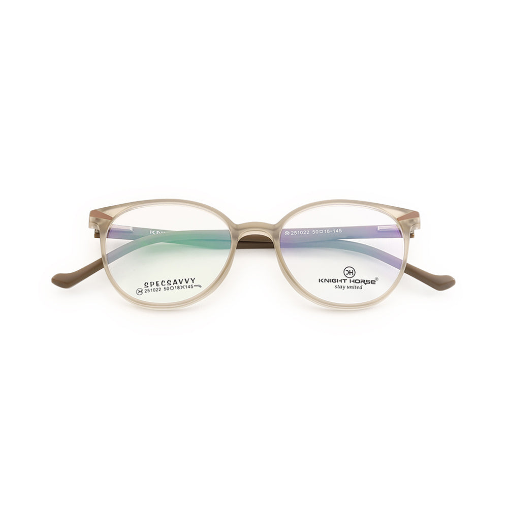 Knight Horse Women’s Round TR Eyeglasses –Transparent Beige