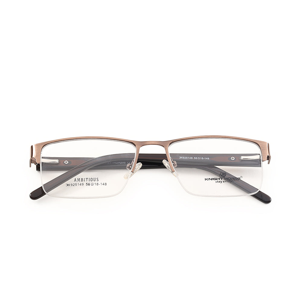 Knight Horse Men’s Half Rim Metal Rectangular Eyeglasses