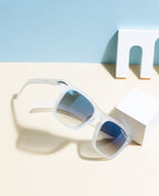 DualTone Square Sunglasses | Matte Transparent White