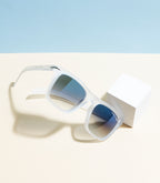 DualTone Square Sunglasses | Matte Transparent White
