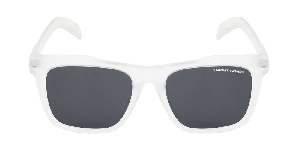 Stylish Polarized Sunglasses: Transparent White Frame With Black Lens