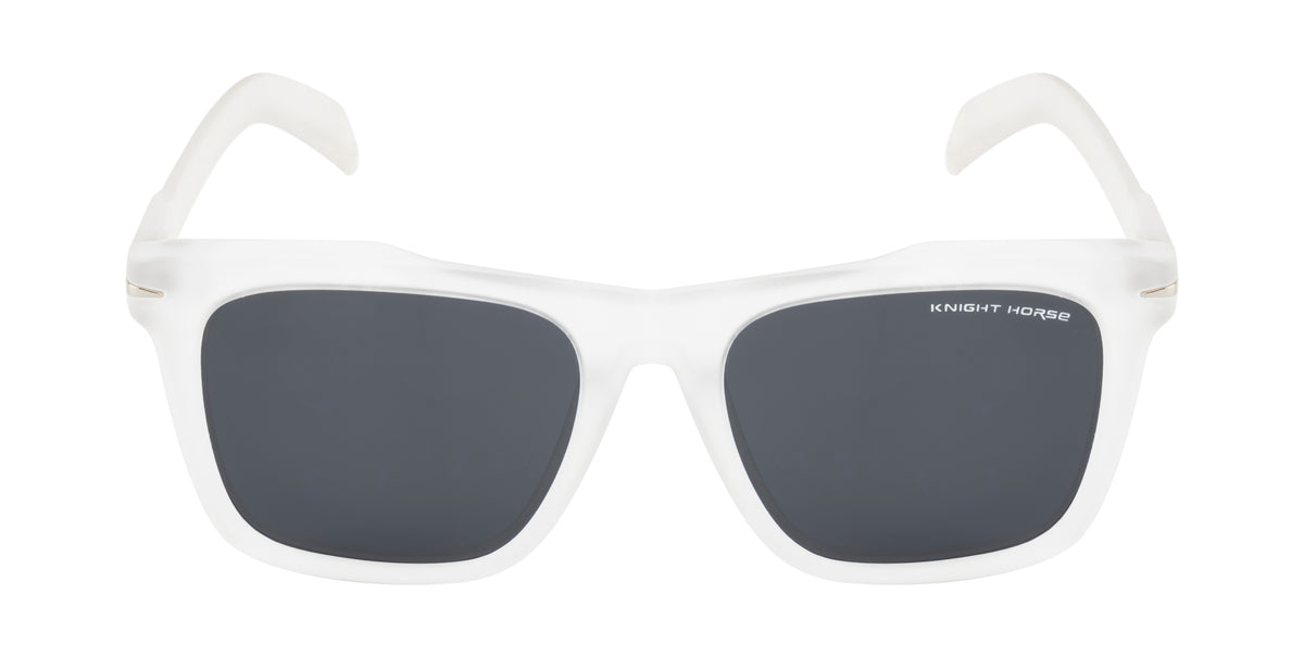 Stylish Polarized Sunglasses: Transparent White Frame With Black Lens