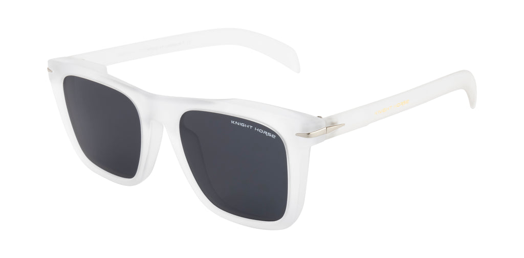 Stylish Polarized Sunglasses: Transparent White Frame With Black Lens