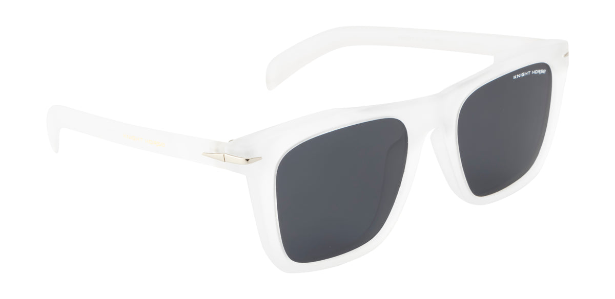 Stylish Polarized Sunglasses: Transparent White Frame With Black Lens