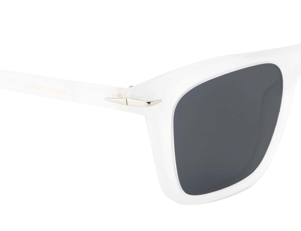 Stylish Polarized Sunglasses: Transparent White Frame With Black Lens