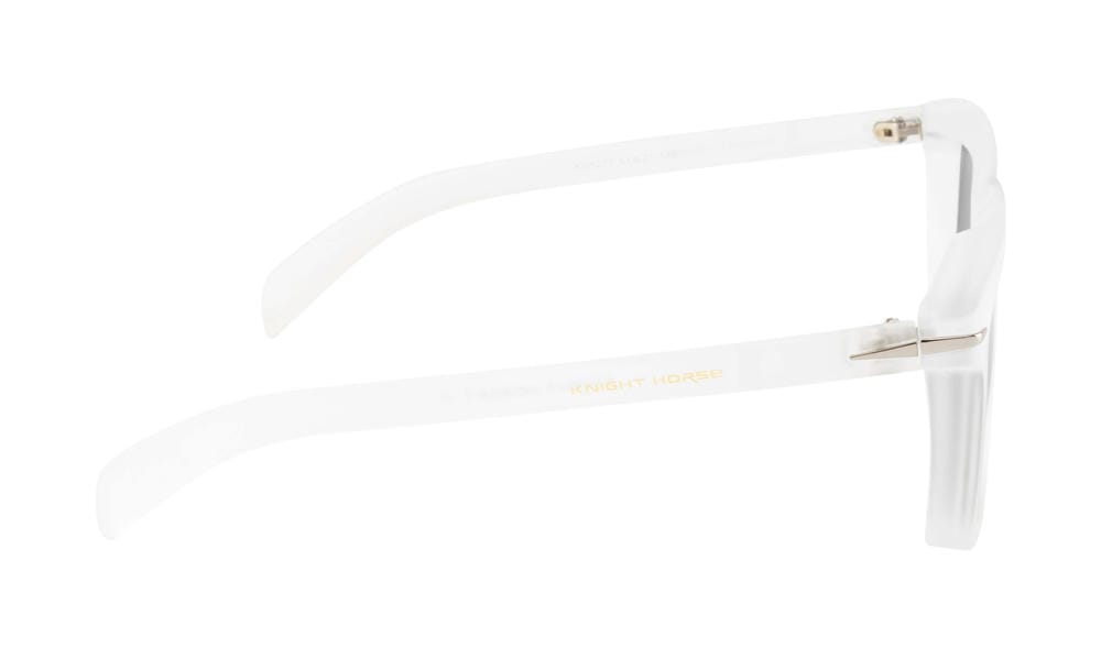 Stylish Polarized Sunglasses: Transparent White Frame With Black Lens