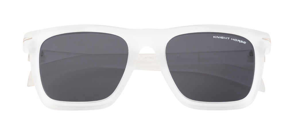Stylish Polarized Sunglasses: Transparent White Frame With Black Lens