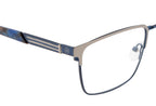 Blue Rectangular Metal Eyewear Frame with Spring Hinges