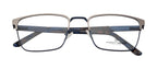 Blue Rectangular Metal Eyewear Frame with Spring Hinges