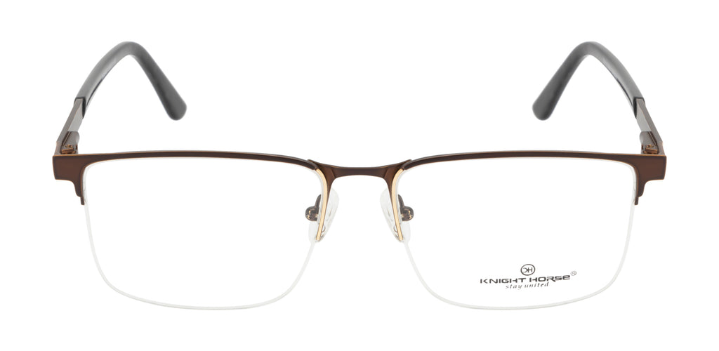 GoldenAura Metal Supra Frame: Brown Rectangular Eyewear