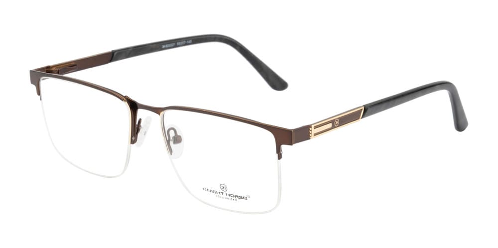 GoldenAura Metal Supra Frame: Brown Rectangular Eyewear
