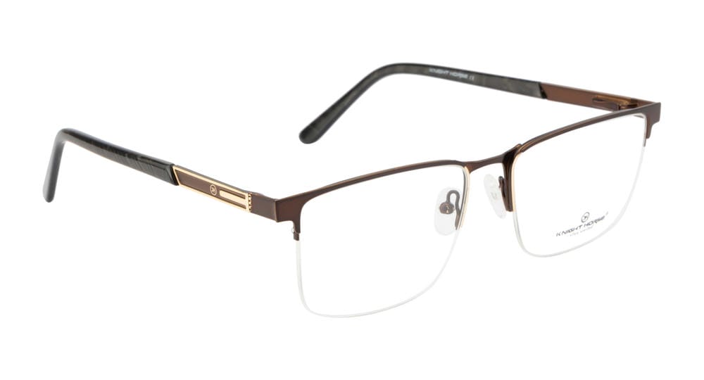 GoldenAura Metal Supra Frame: Brown Rectangular Eyewear