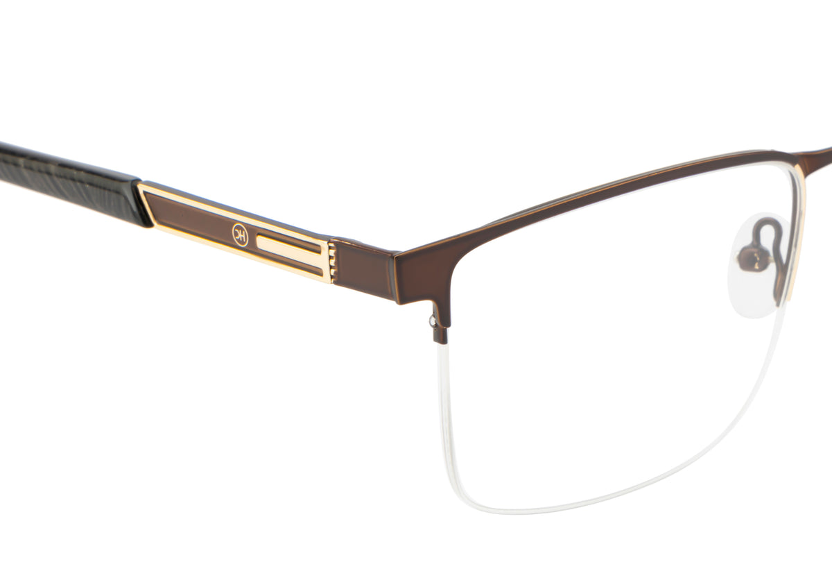 GoldenAura Metal Supra Frame: Brown Rectangular Eyewear