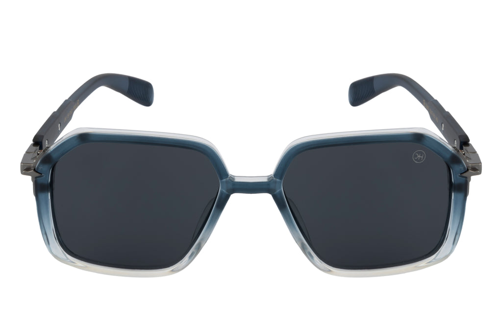 Knight Horse Polarized Geometric Sunglasses with Blue & Transparent Frame