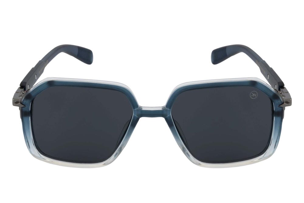Knight Horse Polarized Geometric Sunglasses with Blue & Transparent Frame