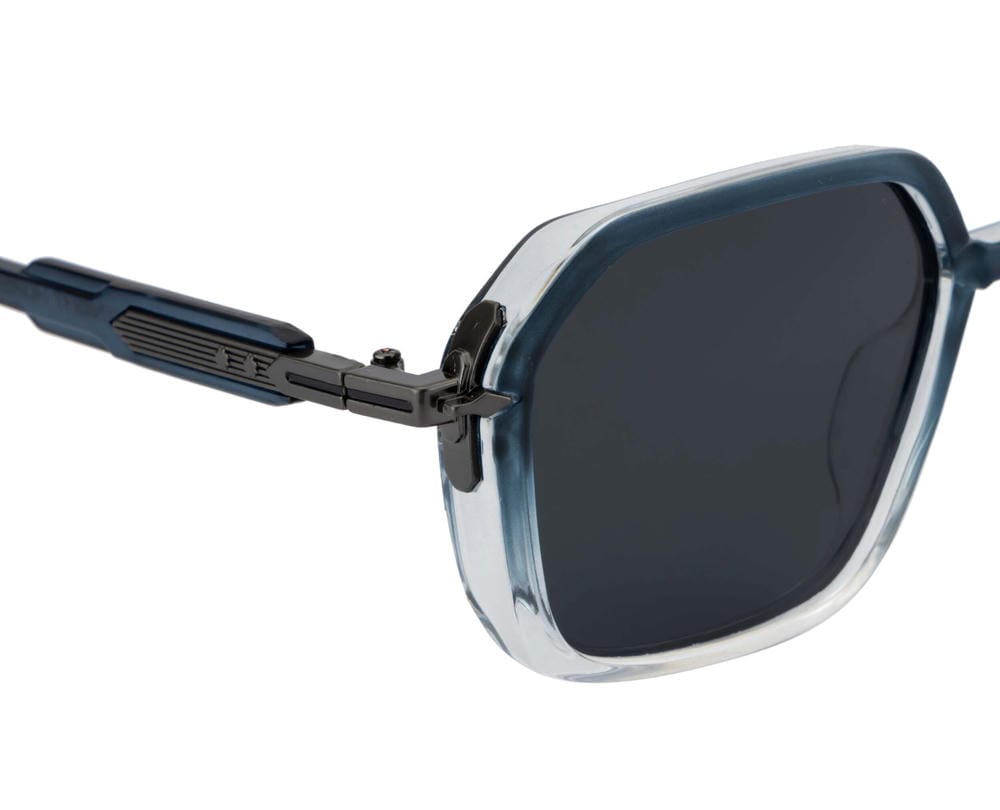 Knight Horse Polarized Geometric Sunglasses with Blue & Transparent Frame