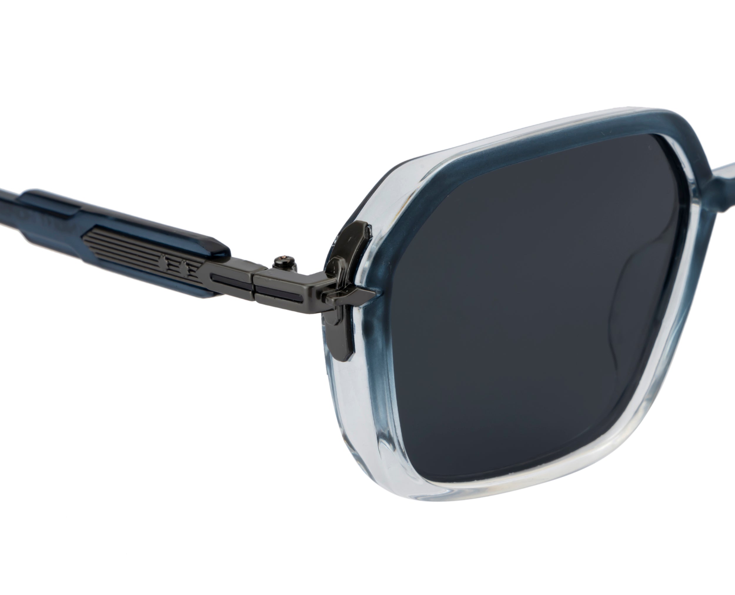 Knight Horse Polarized Geometric Sunglasses with Blue & Transparent Frame